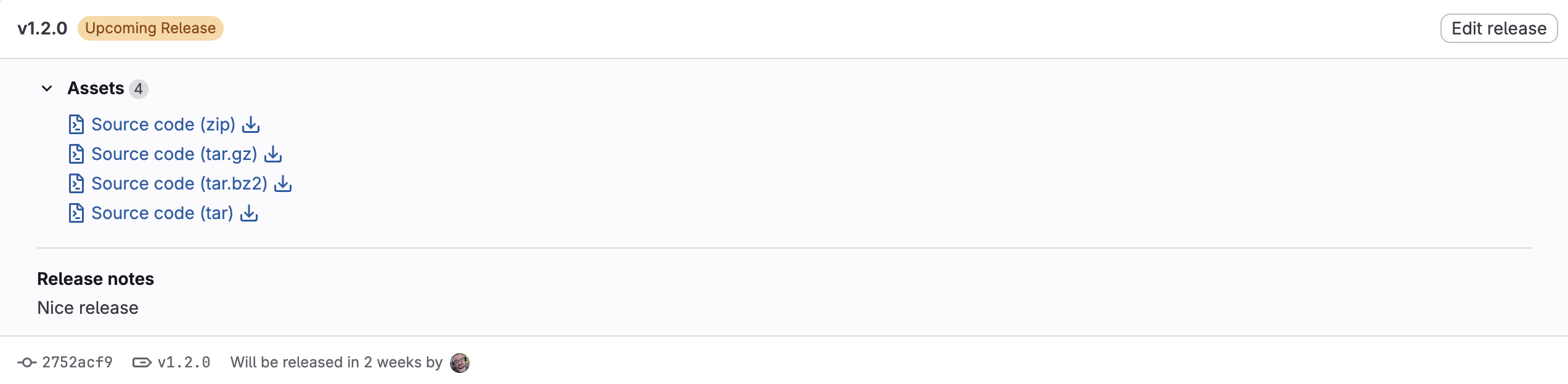 예정된 릴리스