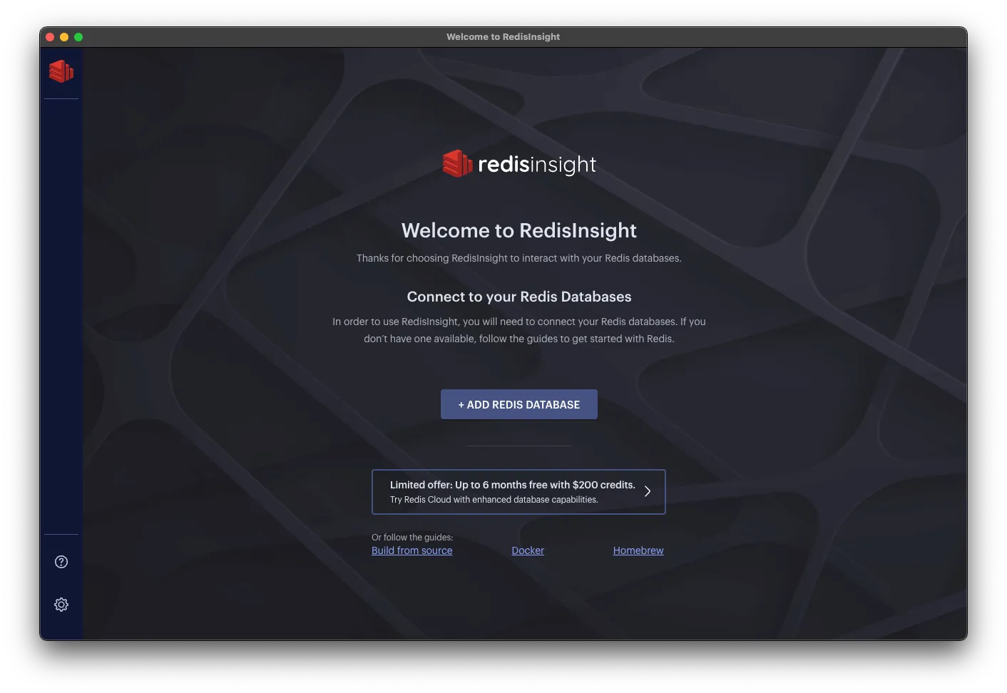 Redis Insight Startup Screen